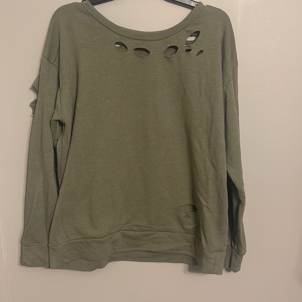 Distressed Olive Green Sweatshirt